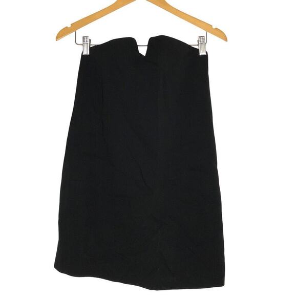 Tibi Squiggly Dress Fluid Drape Strapless Asymmetrical Neck Shift Mini Black 2 - Picture 6 of 10